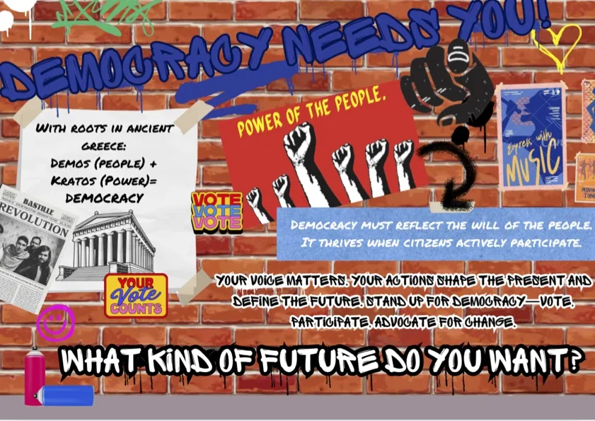 Image of democracy poster on the wall 